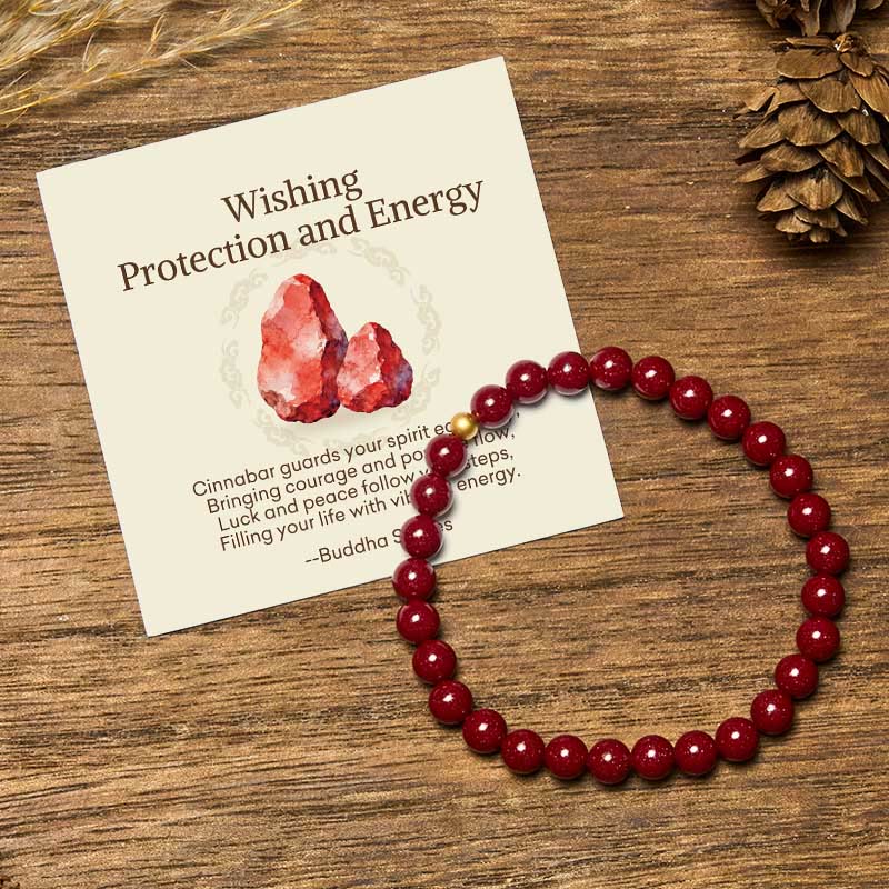 Buddha Stones Wishing Protection and Energy Cinnabar Bracelet Includes Gift Message Card