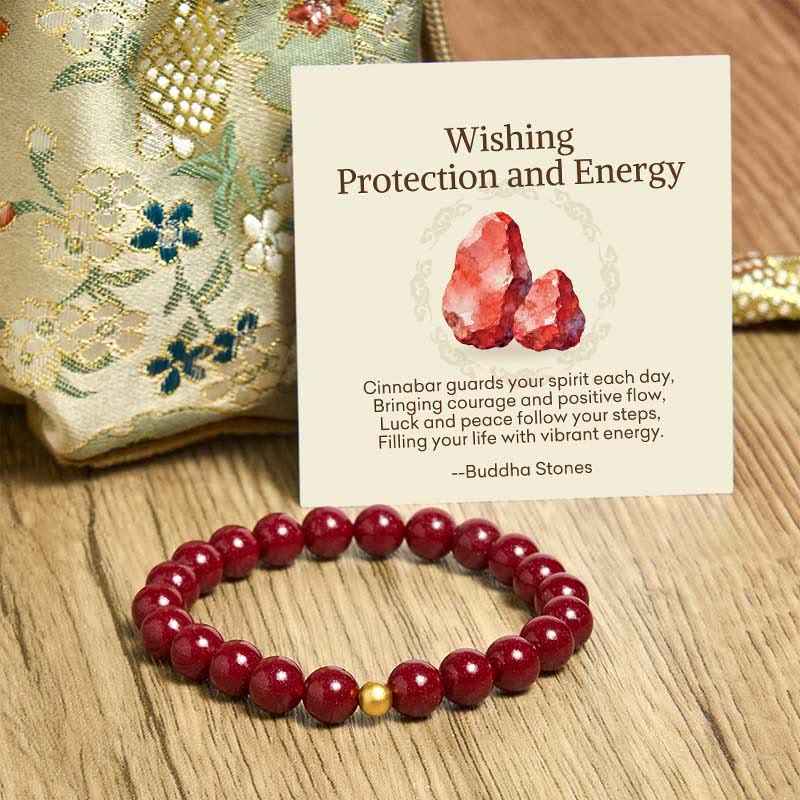 Buddha Stones Wishing Protection and Energy Cinnabar Bracelet Includes Gift Message Card