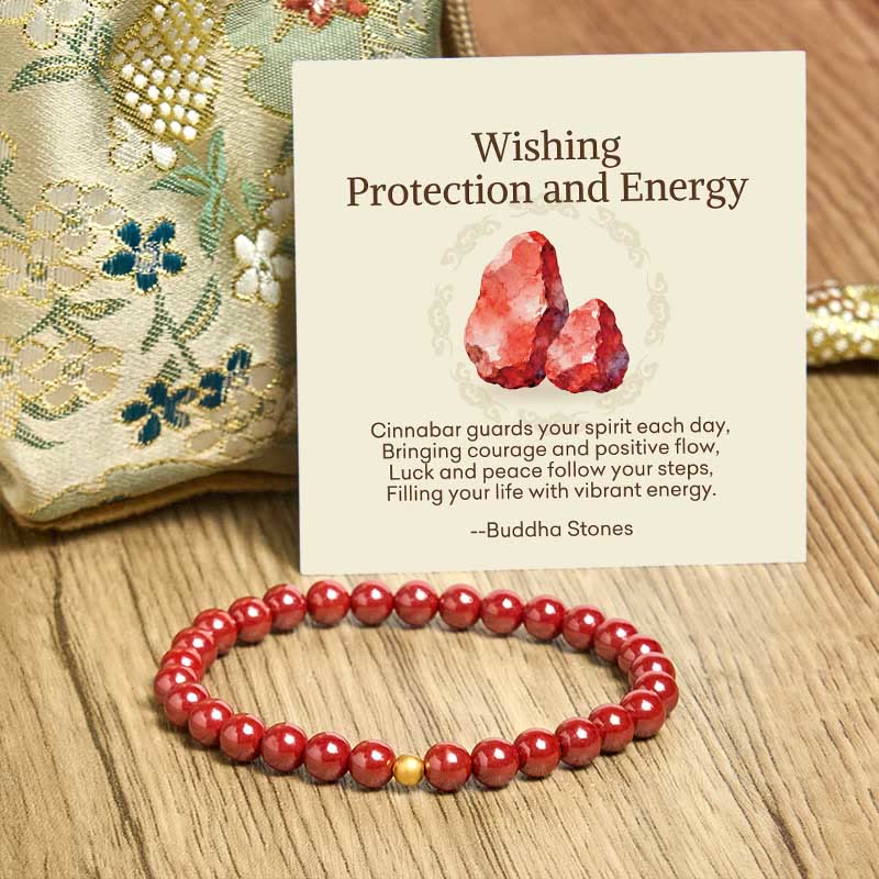 Buddha Stones Wishing Protection and Energy Cinnabar Bracelet Includes Gift Message Card