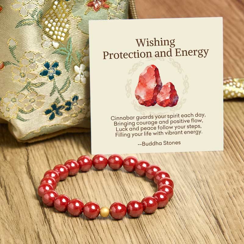 Buddha Stones Wishing Protection and Energy Cinnabar Bracelet Includes Gift Message Card