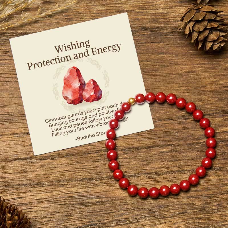 Buddha Stones Wishing Protection and Energy Cinnabar Bracelet Includes Gift Message Card