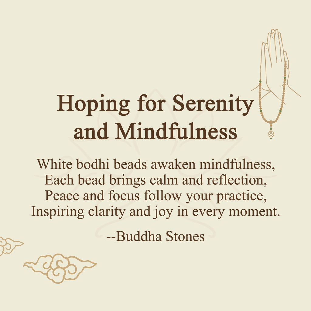 Buddha Stones Hoping for Serenity and Mindfulness Bodhi Lotus Mala Includes Gift Message Card