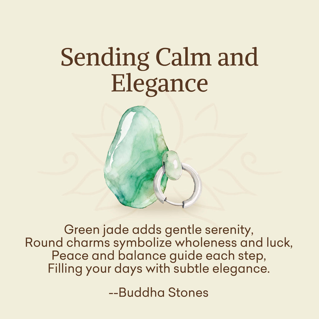 Buddha Stones Sending Calm and EleganceTitanium Steel Jade Earrings Includes Gift Message Card