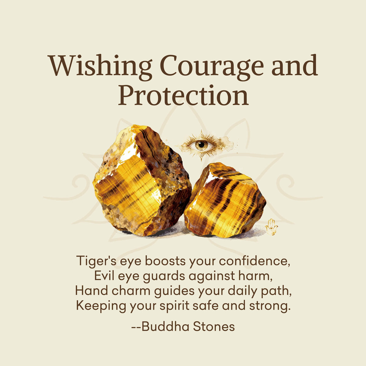 Buddha Stones Wishing Courage and Protection Tiger Eye Bracelet Includes Gift Message Card