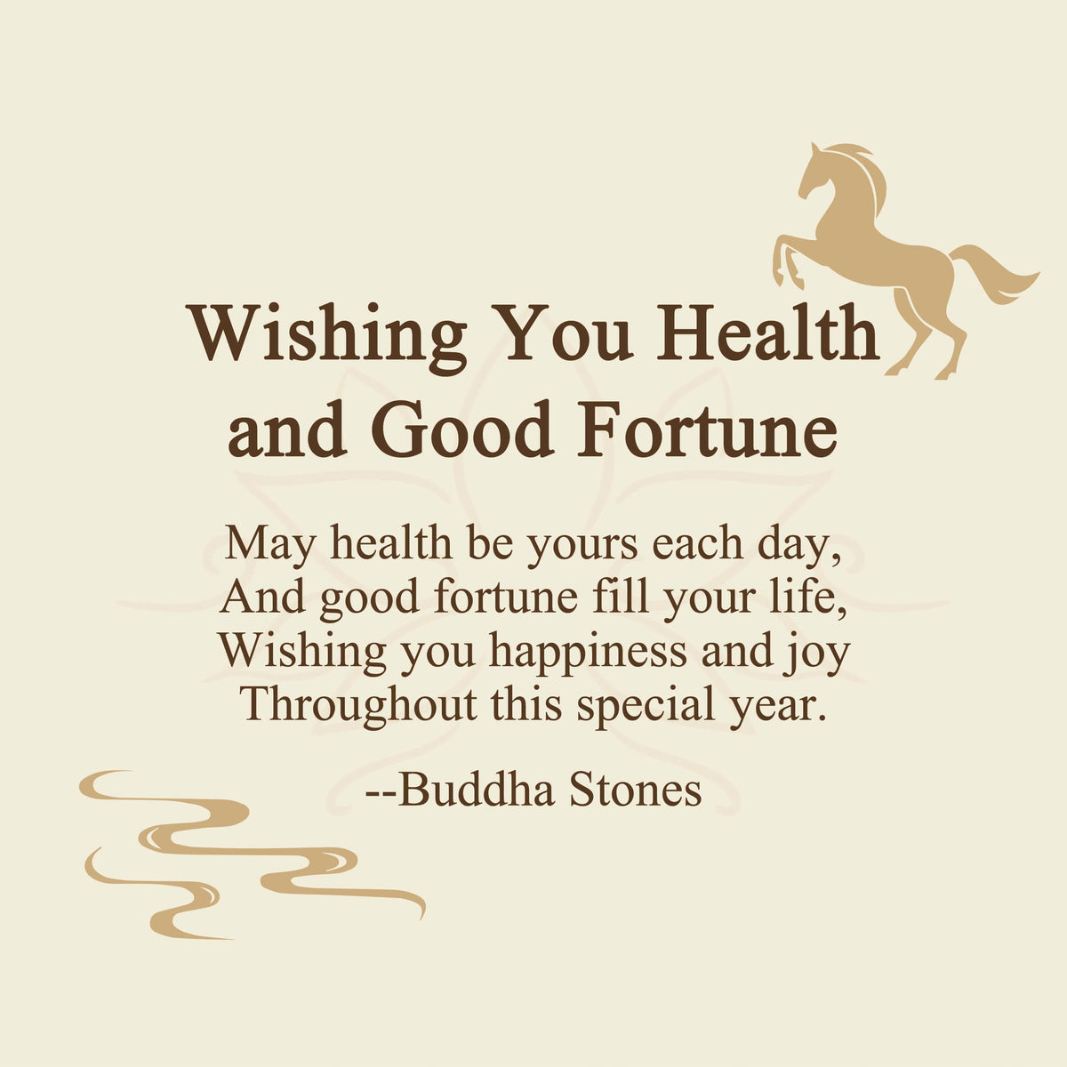 Buddha Stones Wishing You Health and Good Fortune Year of the Horse Includes Gift Message Card