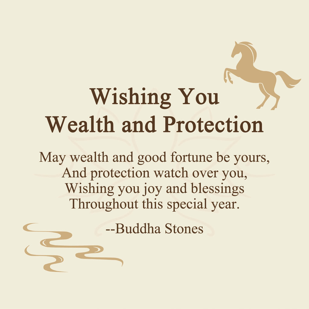 Buddha Stones Wishing You Wealth and Protection Year of the Horse String Includes Gift Message Card