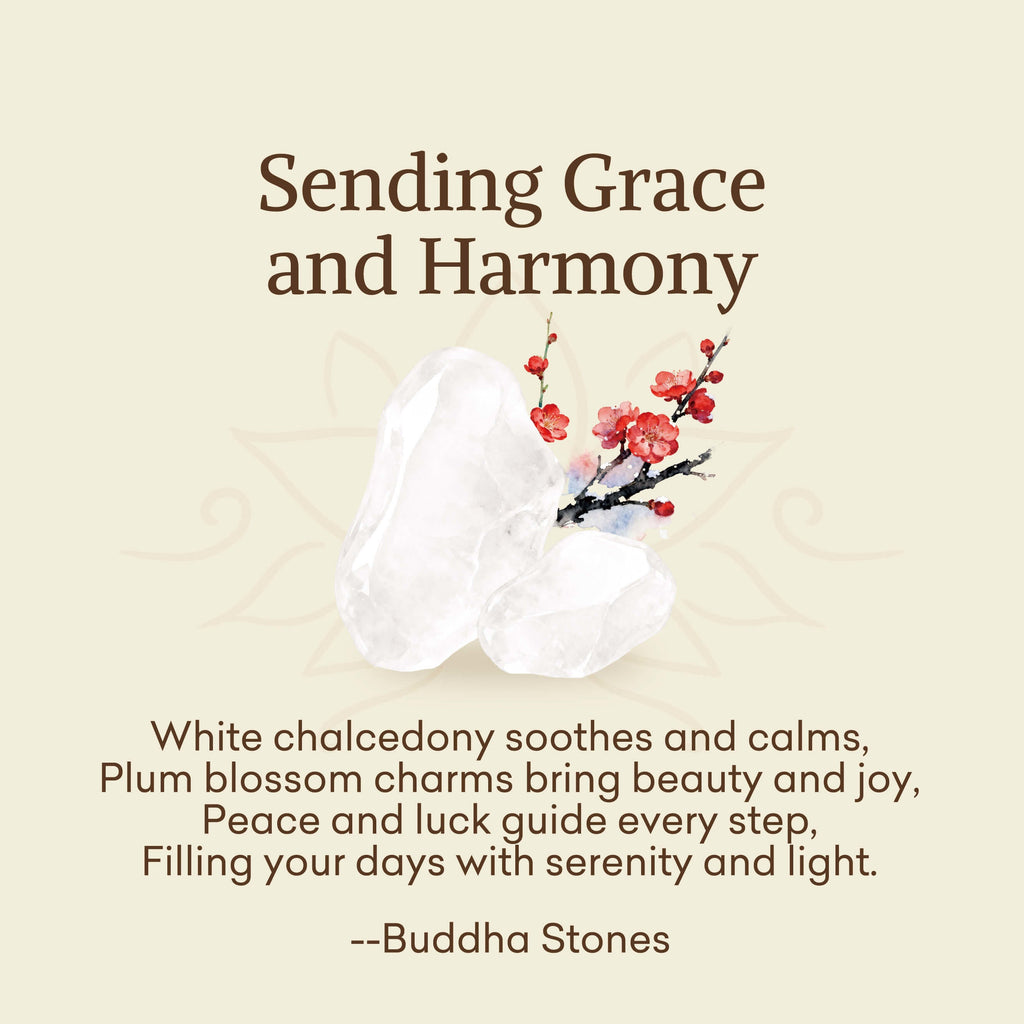 Buddha Stones Sending Grace and HarmonyPlum Blossom Chalcedony Bracelet Includes Gift Message Card