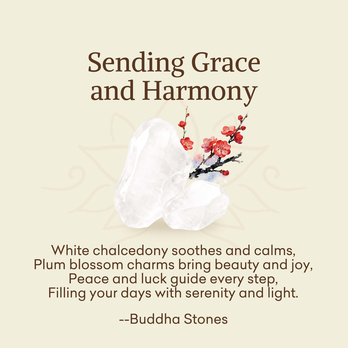 Buddha Stones Sending Grace and HarmonyPlum Blossom Chalcedony Bracelet Includes Gift Message Card