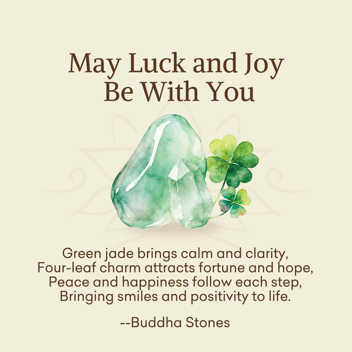 Buddha Stones May Luck and Joy Be With You Jade Necklace Includes Gift Message Card