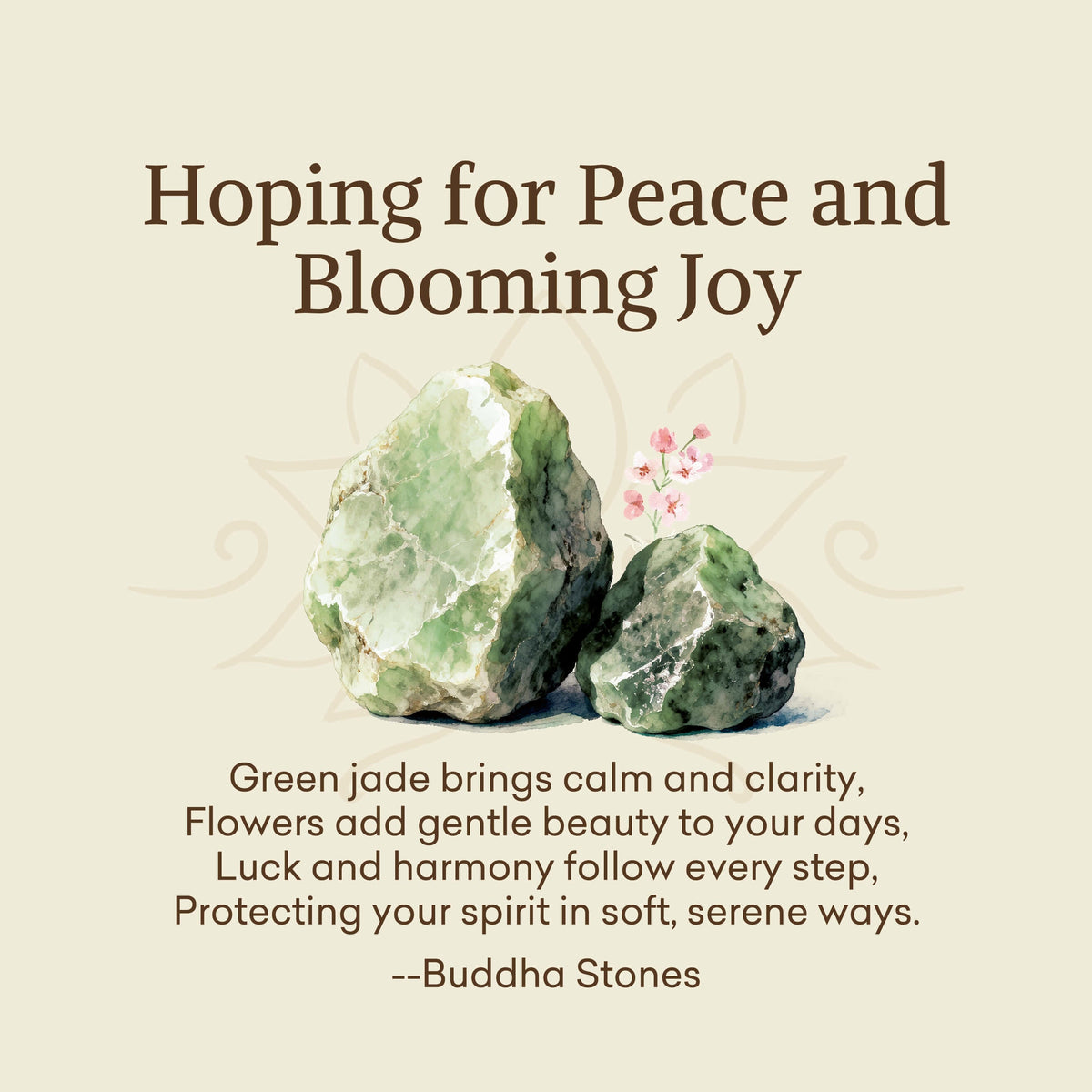 Buddha Stones Hoping for Peace and Blooming Joy Green Jade Bracelet Includes Gift Message Card