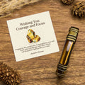 Buddha Stones Wishing You Courage and Focus Tiger Eye Leather Bracelet Includes Gift Message Card