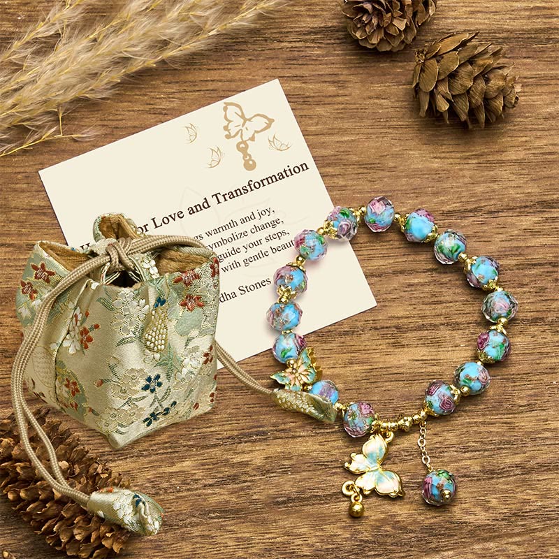 Buddha Stones Hoping for Love and Transformation Butterfly Bracelet Includes Gift Message Card