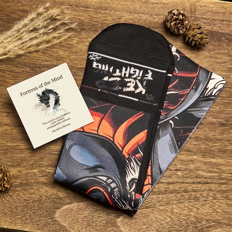 Buddha Stones Fortress of the Mind Casual Dragon Micro Crew Men's Socks Includes Gift Message Card