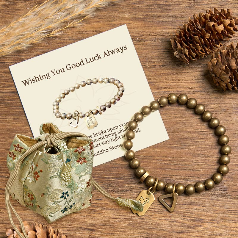 Buddha Stones Wishing You Good Luck Always Pure Copper Brass Bracelet Includes Gift Message Card