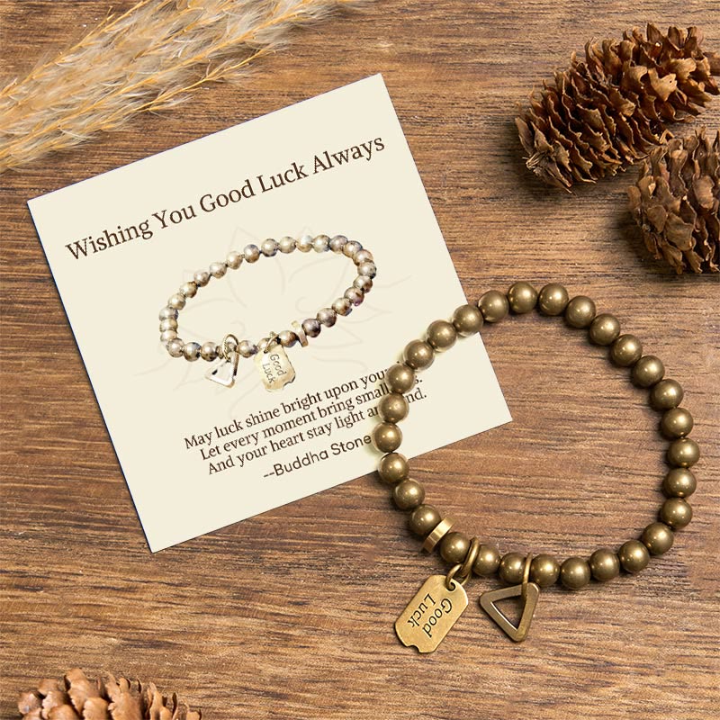 Buddha Stones Wishing You Good Luck Always Pure Copper Brass Bracelet Includes Gift Message Card