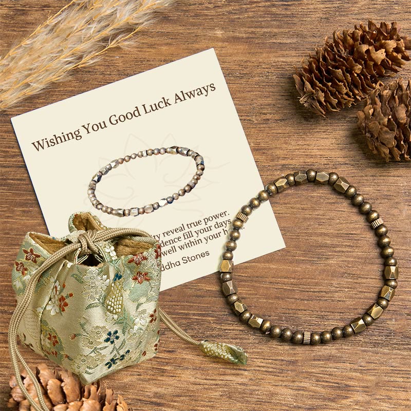 Buddha Stones Wishing You Balance and Strength Brass Beads Bracelet Includes Gift Message Card