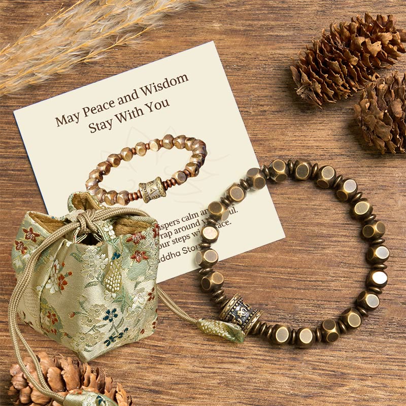 Buddha Stones Wishing You Balance and Strength Brass Amulet Bracelet Includes Gift Message Card