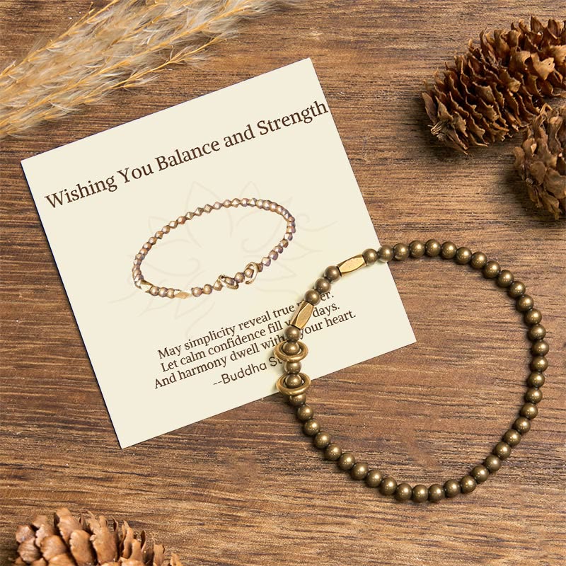 Buddha Stones Wishing You Balance and Strength Brass Bracelet Includes Gift Message Card