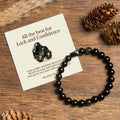 Buddha Stones All the best for Luck and Confidence Obsidian Bracelet Includes Gift Message Card