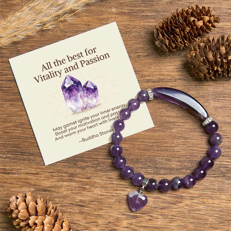 Buddha Stones All the best for Calm and Wisdom Amethyst Love Bracelet Includes Gift Message Card