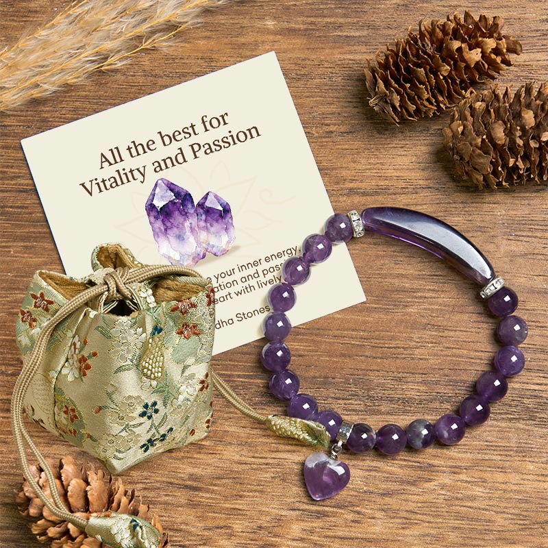 Buddha Stones All the best for Calm and Wisdom Amethyst Love Bracelet Includes Gift Message Card