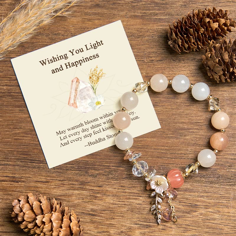 Buddha Stones Wishing You Light and Happiness Sun Stone Bracelet Includes Gift Message Card
