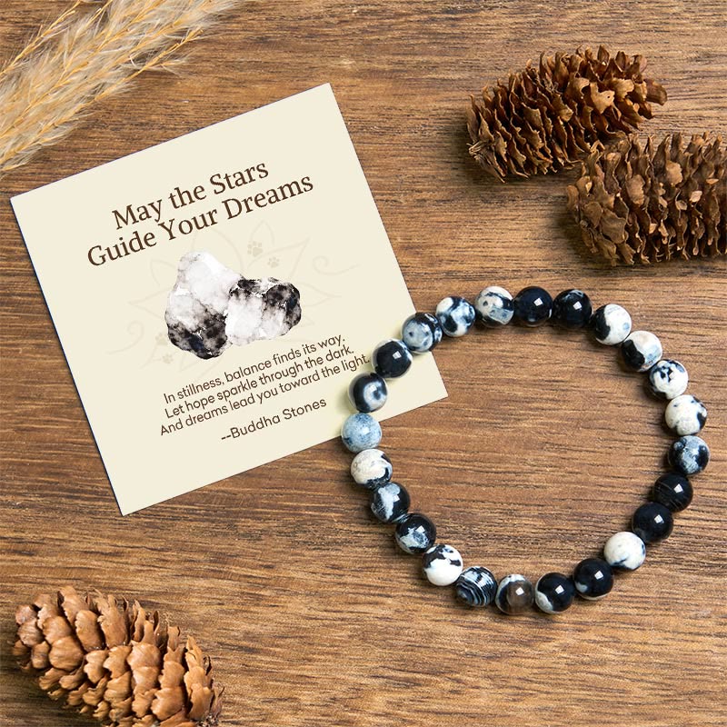 Buddha Stones May the Stars Guide Your Dreams Orca Agate Bracelet Includes Gift Message Card