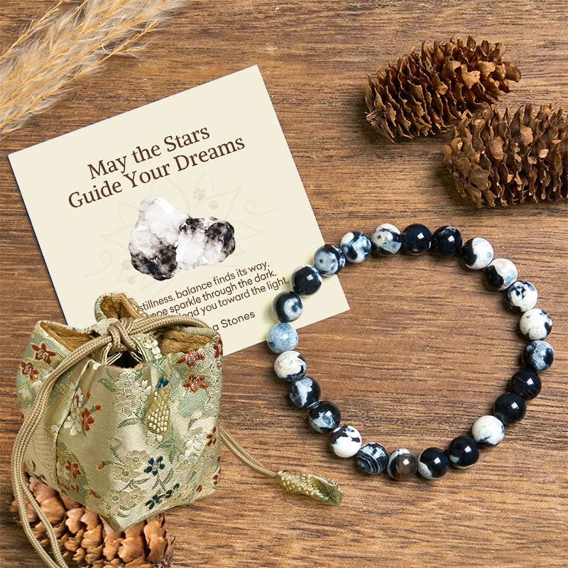 Buddha Stones May the Stars Guide Your Dreams Orca Agate Bracelet Includes Gift Message Card