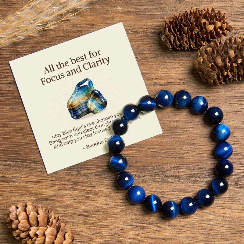 Buddha Stones All the best for Focus and Clarity Tiger Eye Bracelet Includes Gift Message Card