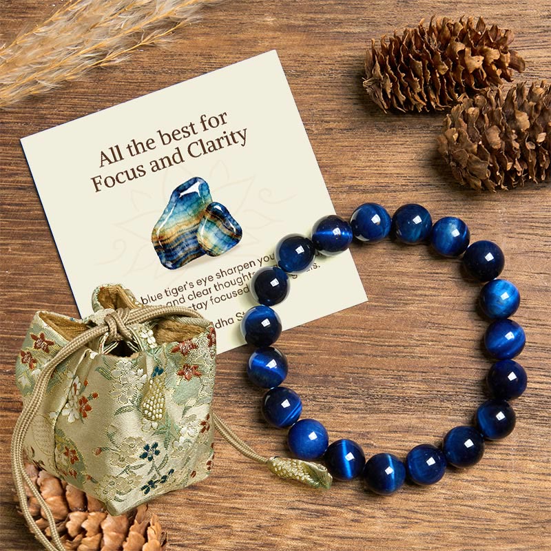 Buddha Stones All the best for Focus and Clarity Tiger Eye Bracelet Includes Gift Message Card
