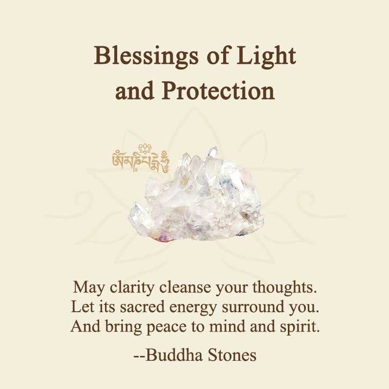 Buddha Stones Blessings of Light and Protection White Crystal Bracelet Includes Gift Message Card