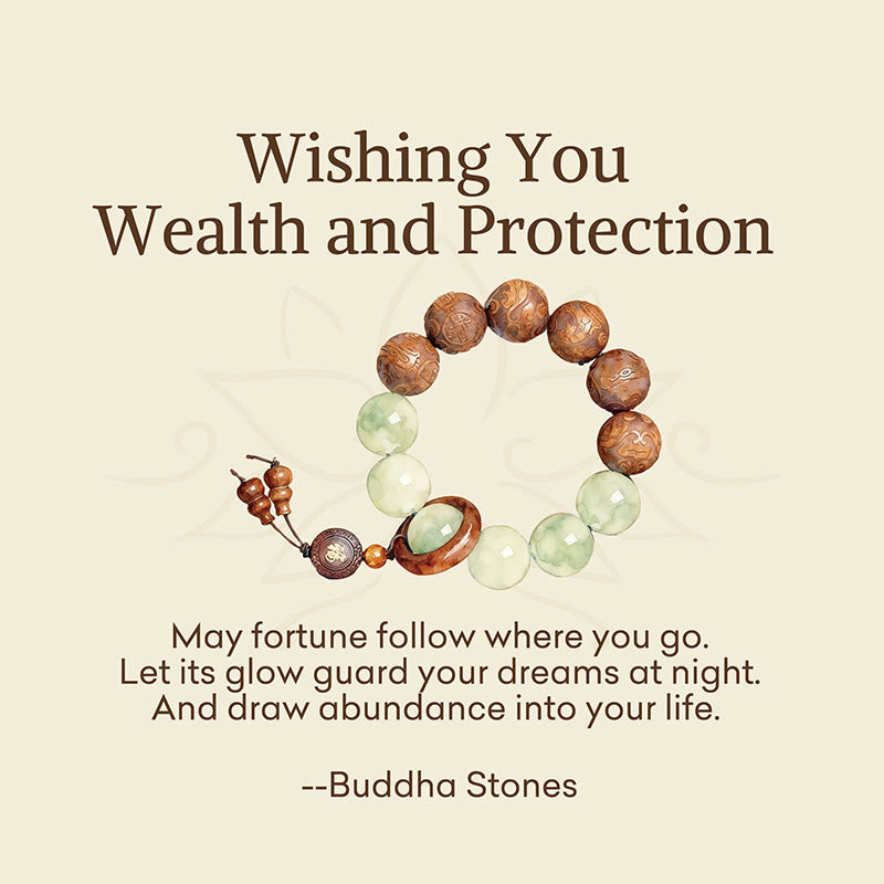 Buddha Stones Wishing You Wealth and Protection Sappan Wood Bracelet Includes Gift Message Card