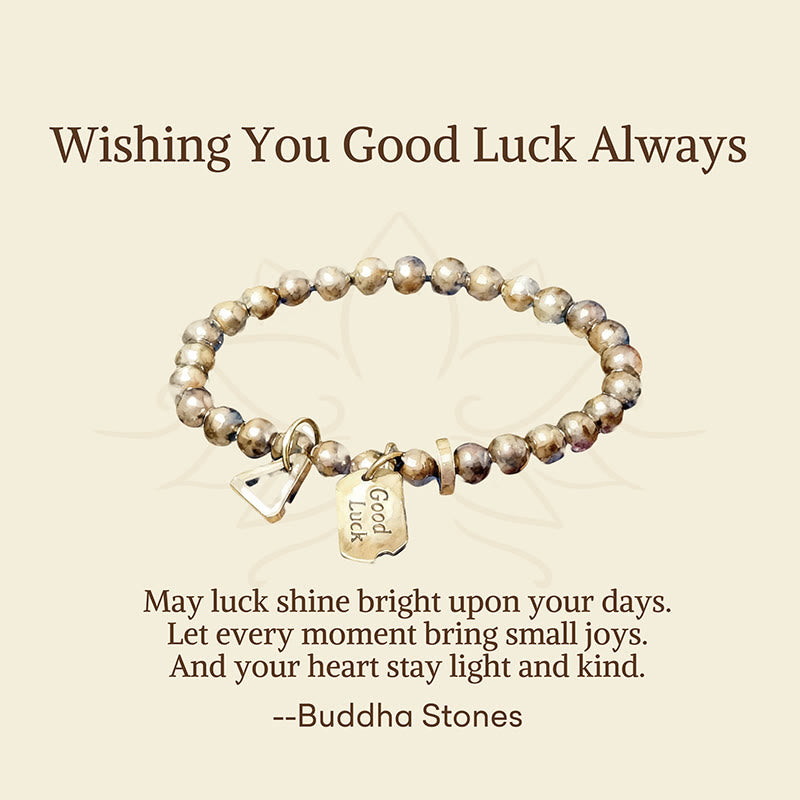 Buddha Stones Wishing You Good Luck Always Pure Copper Brass Bracelet Includes Gift Message Card