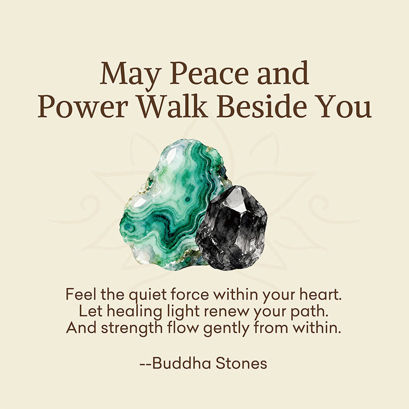 Buddha Stones May Peace and Power Walk Beside You Malachite Bracelet Includes Gift Message Card