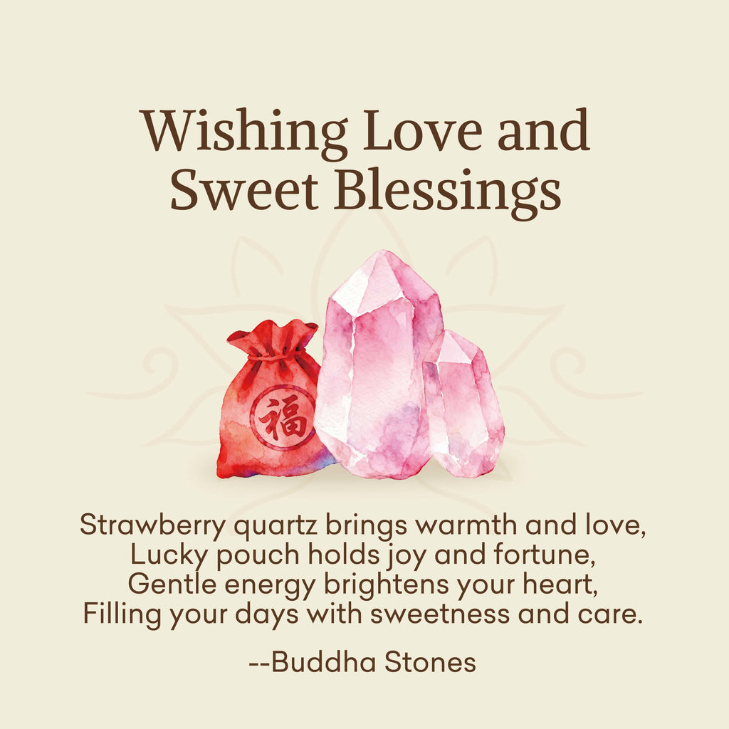 Buddha Stones Wishing Love and Sweet Blessings Quartz Bracelet Includes Gift Message Card