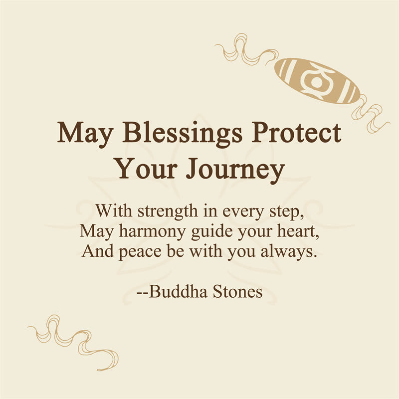 Buddha Stones May Blessings Protect Your Journey Dzi Bead Bracelet Includes Gift Message Card