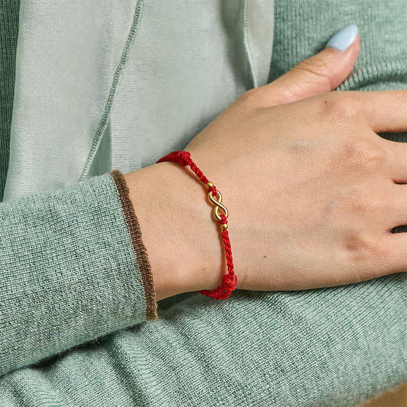 Buddha Stones May Endless Luck Find You Infinity Charm Brass Red String Bracelet Includes Gift Message Card