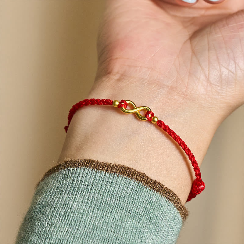 Buddha Stones May Endless Luck Find You Infinity Charm Brass Red String Bracelet Includes Gift Message Card