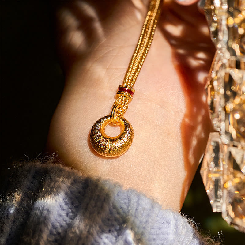 Buddha Stones Wishing You Lasting Peace 24k Gold Plated Copper Peace Buckle Necklace Includes Gift Message Card