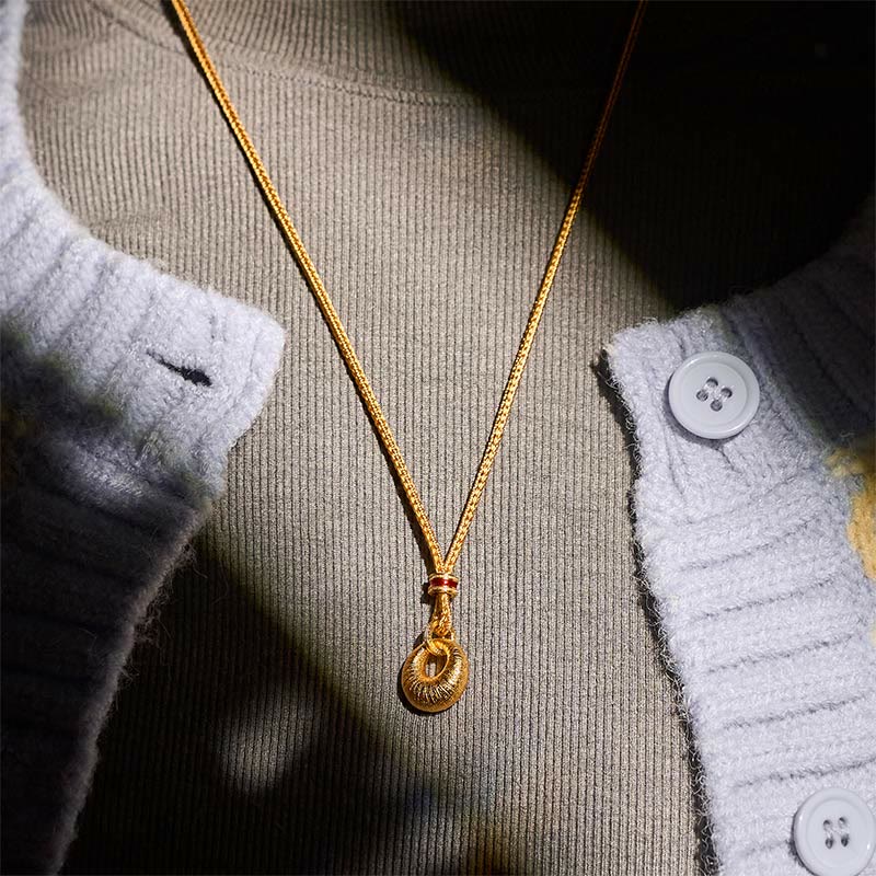 Buddha Stones Wishing You Lasting Peace 24k Gold Plated Copper Peace Buckle Necklace Includes Gift Message Card