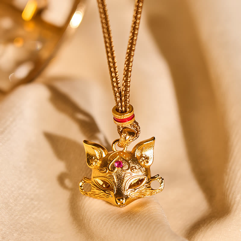 Buddha Stones Wishing You Clever Grace 24k Gold Plated Brass Fox Necklace Includes Gift Message Card
