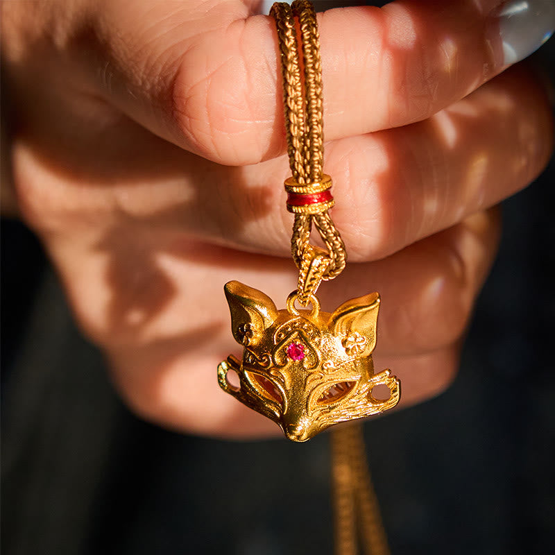 Buddha Stones Wishing You Clever Grace 24k Gold Plated Brass Fox Necklace Includes Gift Message Card