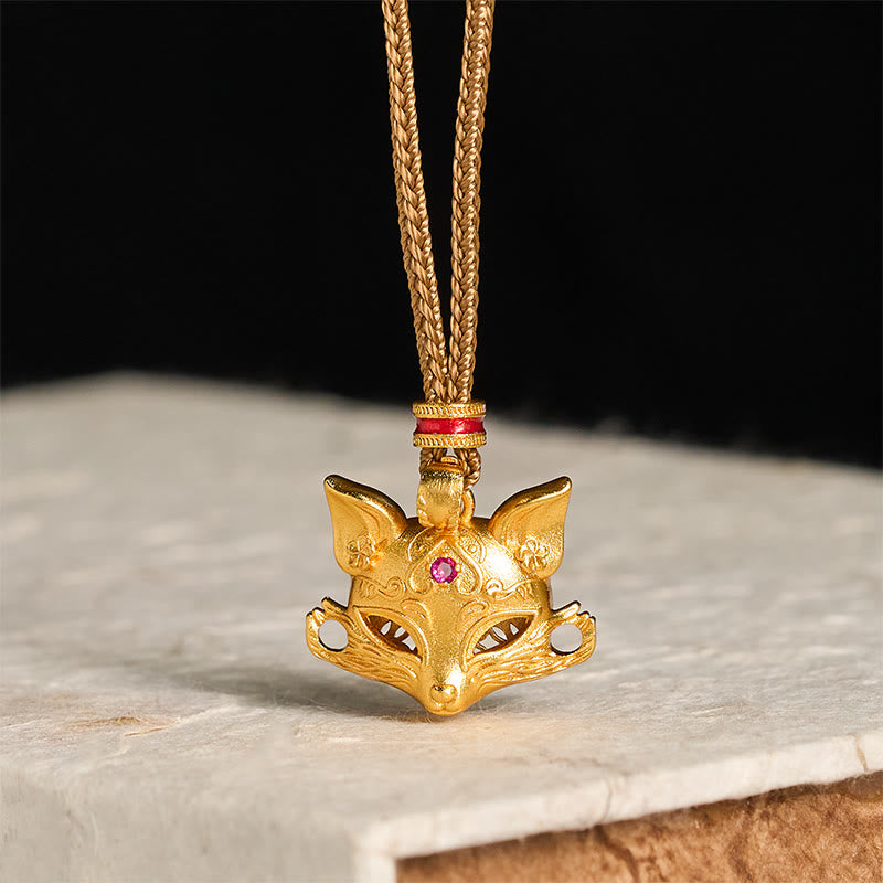 Buddha Stones Wishing You Clever Grace 24k Gold Plated Brass Fox Necklace Includes Gift Message Card