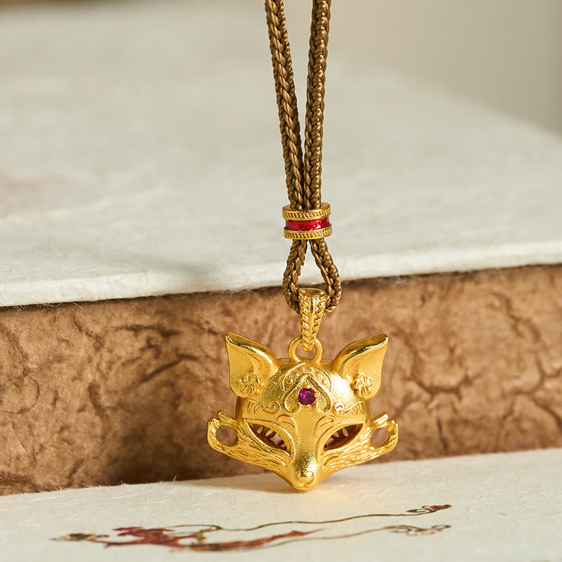 Buddha Stones Wishing You Clever Grace 24k Gold Plated Brass Fox Necklace Includes Gift Message Card