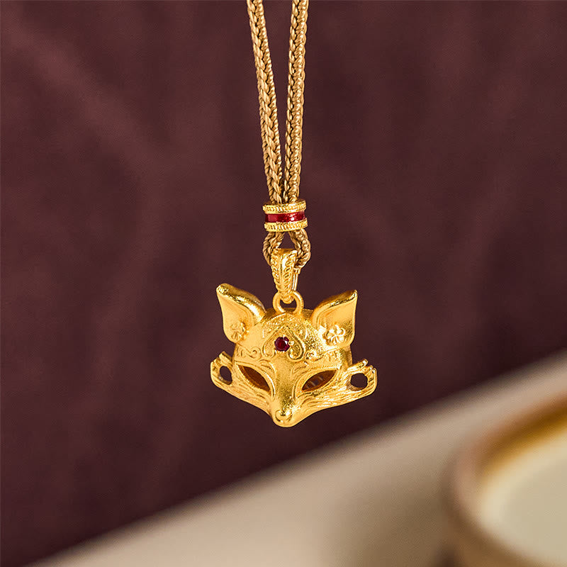 Buddha Stones Wishing You Clever Grace 24k Gold Plated Brass Fox Necklace Includes Gift Message Card