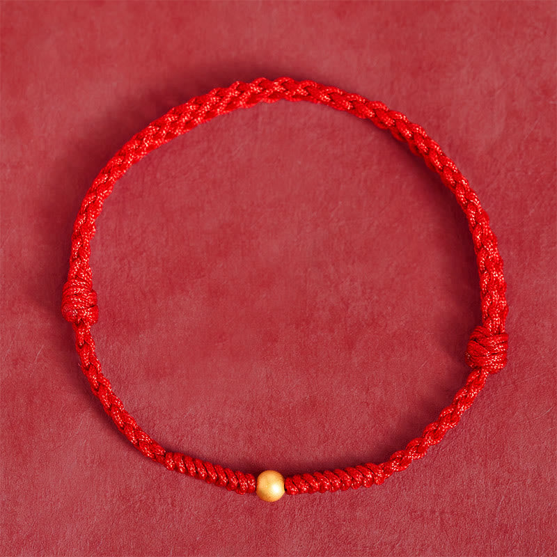 Buddha Stones A Simple Wish for You 925 Sterling Silver Plated Gold Single Bead Red Rope Bracelet Anklet Includes Gift Message Card
