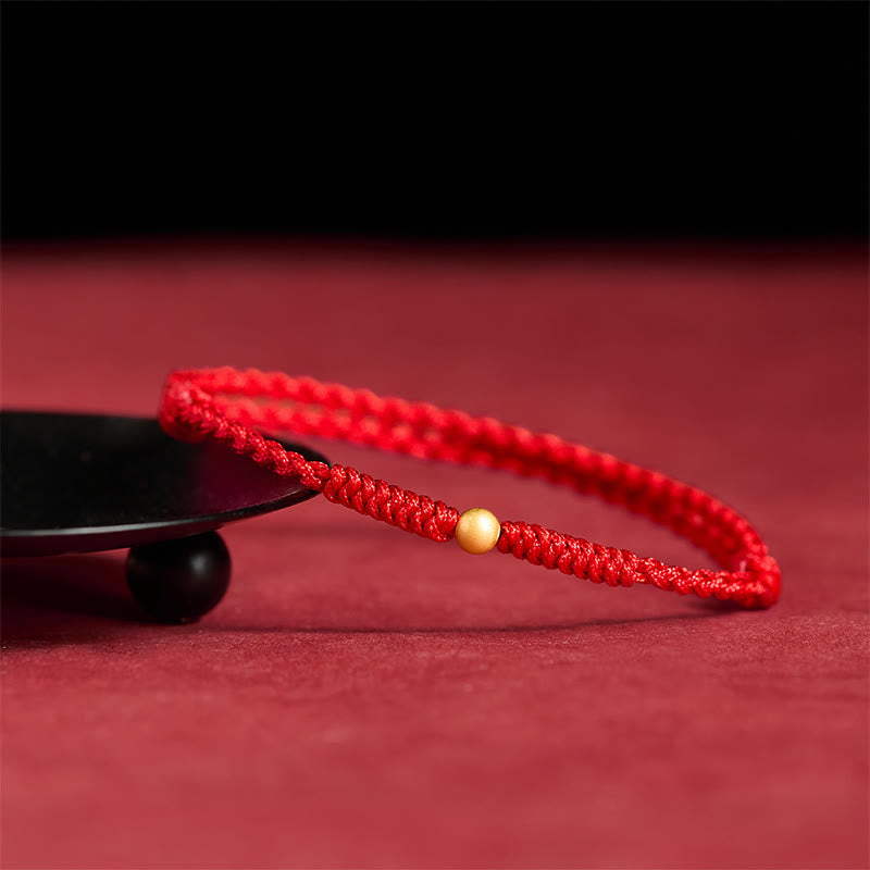 Buddha Stones A Simple Wish for You 925 Sterling Silver Plated Gold Single Bead Red Rope Bracelet Anklet Includes Gift Message Card