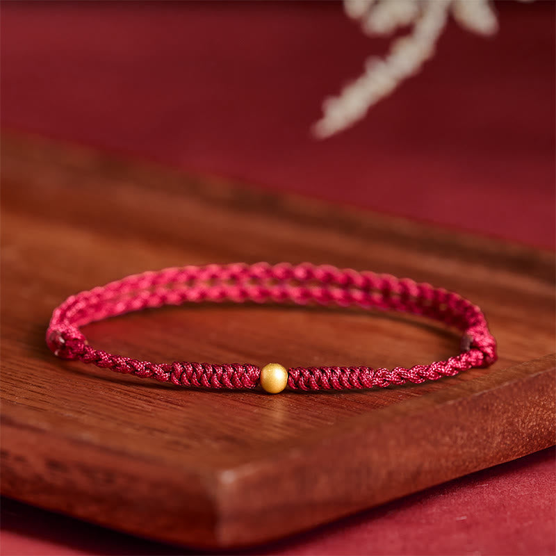 Buddha Stones A Simple Wish for You 925 Sterling Silver Plated Gold Single Bead Red Rope Bracelet Anklet Includes Gift Message Card
