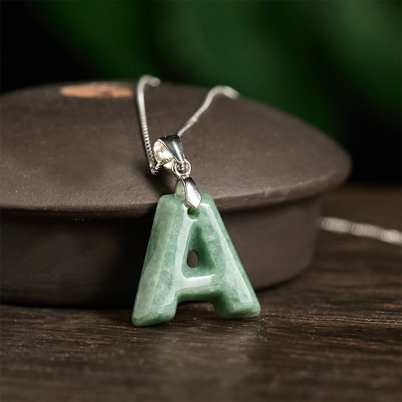 Buddha Stones May You Find Your Own Meaning Natural A-Z Letter Jade 925 Sterling Silver Chain Necklace Includes Gift Message Card