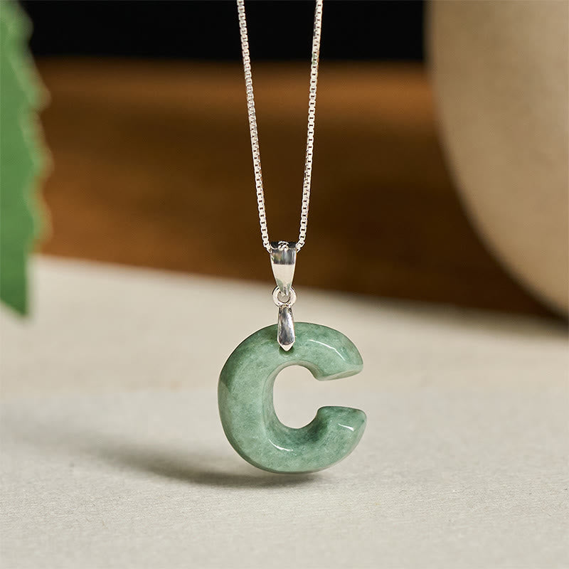 Buddha Stones May You Find Your Own Meaning Natural A-Z Letter Jade Titanium Steel Chain Necklace Includes Gift Message Card